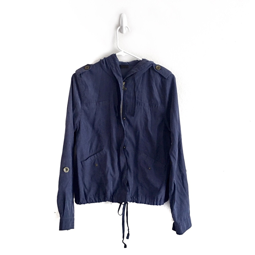 ⭐️5 for $25⭐️ Mine Navy Blue Faux Suede Soft Full Zip Hooded Jacket